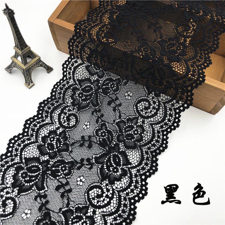 1 Yard Elastic Hollow Flower Embroidery Lace 15 Cm Wide Diy Handicrafts Clothing Sewing Fabric Home Textile Curtain