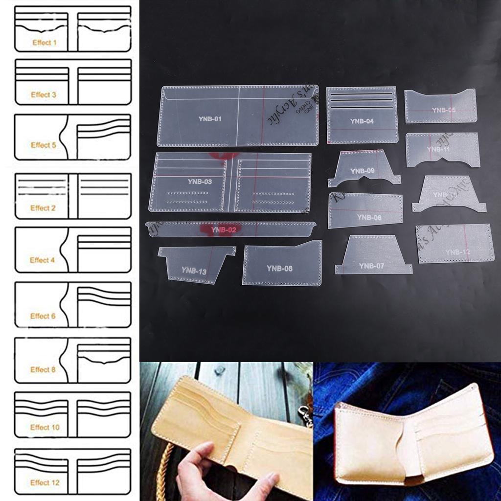 Lederhandwerk Schablonen DIY Geldbörsen Schablonen Universelle Größe Klares Acryl Kunsthandwerk Kurze Geldbörsen Herstellungs-Kits
