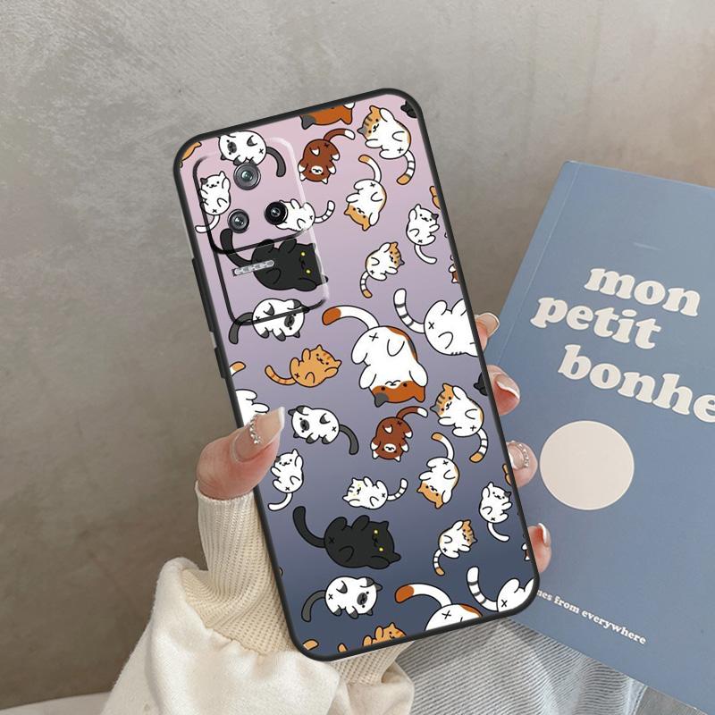 Cute Cartoon Cat Case For Xiaomi 15 14 Ultra 13T 14T 15T Pro 17 Pro Max POCO X7 X3 X5 X6 F5 F6 F7 F8 Pro Cover
