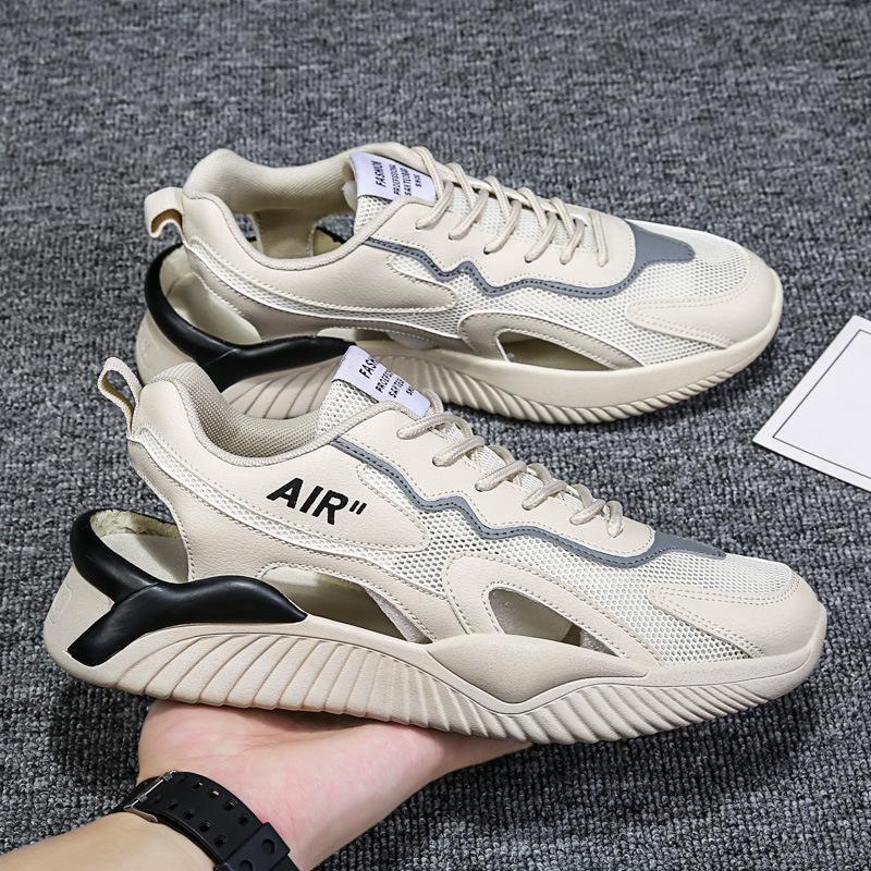 

Sandals men s summer 2025 new hollow mesh sports bag head mesh shoes teenagers non-slip and deodorant beach wear 44 бежевий