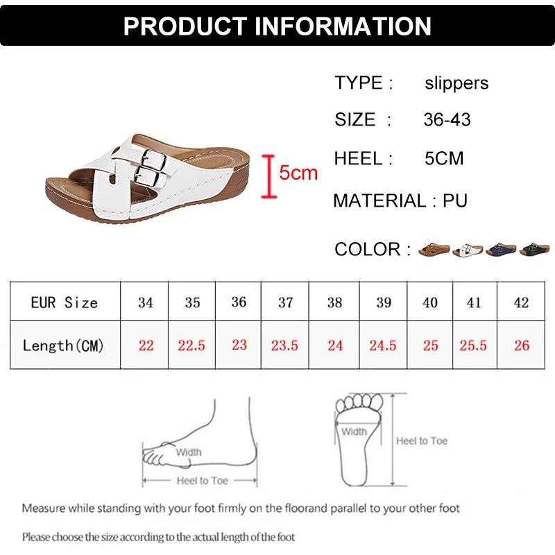 Fashion Fashion Double Buckle Platform Sandals Women Comfort Cross Strap Wedge Heel Sandals Woman Plus Size Non Slip Beach Slippers 43