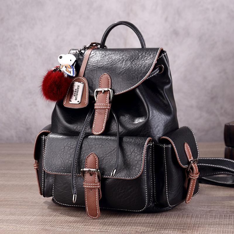 

2025 New Vintage Women Backpack, Large Capacity Anti-Theft Daypack, 3D Pouch Casual Hiking Rucksack for Travel 27-12-24CM чорний