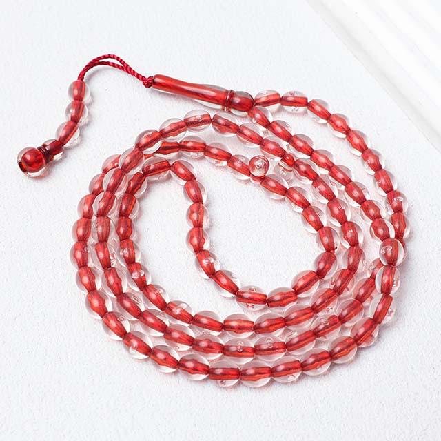 

8mm Solid Color Crystal Tassel Bracelet - 99 Bead Islamic Prayer Bracelet червоний