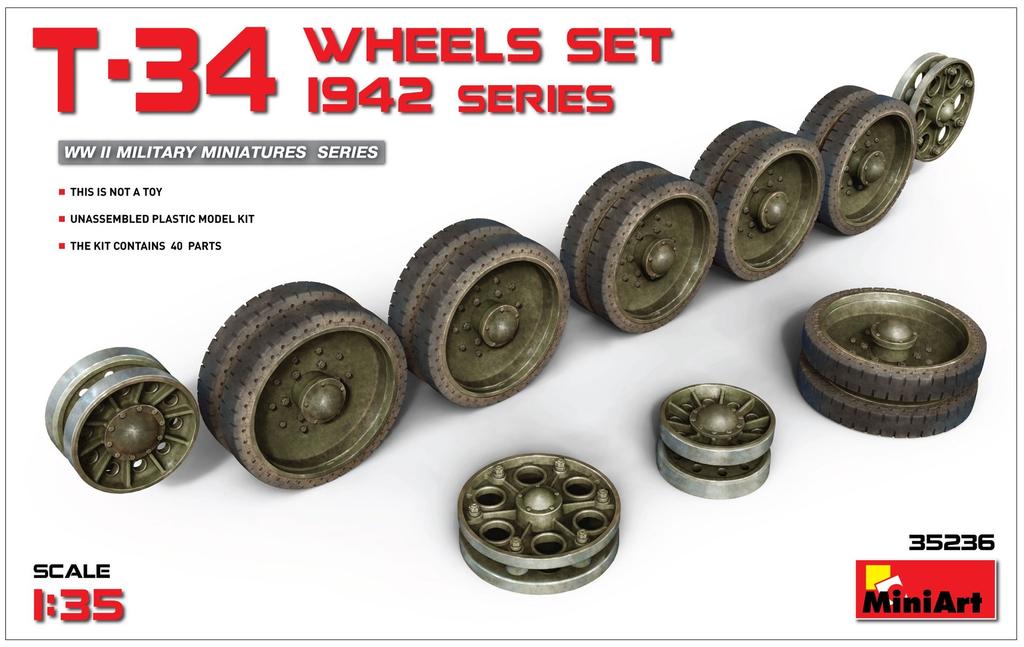 MiniArt Wheel 1942 Production Plastic Model Kit MA35236 1/35 T-34 Set, Series, Parts,