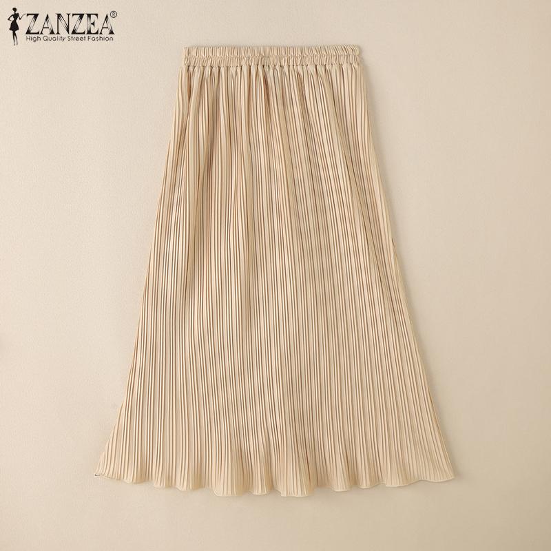 ZANZEA Kvinner Casual Elastisk midje Løse lange skjørt