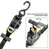 2pcs Auto Retractable Ratchet Tie Down Straps 1500lbs 3.3m Heavy Duty Padded Handle Secure Cargo Motorcycle Luggage