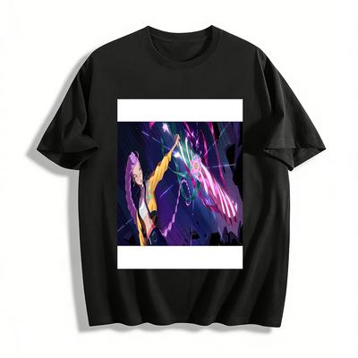 Anime Battle Girl Print Casual Top Street Style Loose Fit Unisex T-Shirt For Teens Adults Pure Cotton T-shirt