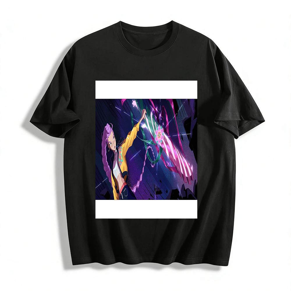 

Anime Battle Girl Print Casual Top Street Style Loose Fit Unisex T-Shirt For Teens Adults Pure cotton T-shirt XXS
