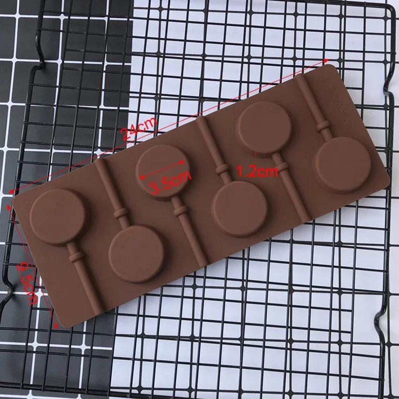 5/6 Holes Reusable Silicone Round Lollipop Mold Soap Lollipops Chocolate Decoration Stencil Confectioners Baking Tools Supplies