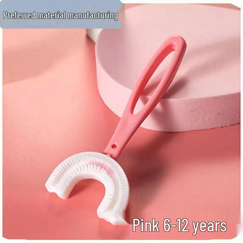 U-shaped Soft Bristle Silicone Toothbrush for Children Aged 2-12