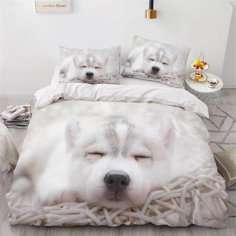 Cute Dogs Duvet Cover Pet Dog Funny Animal Bedding Set 3D Print Puppy Comforter Cover Pillowcases Full King For Kids Teens Decor