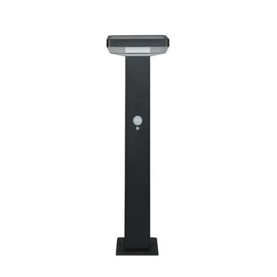 MUSASHI Have Solcelle Sensor Lys Firkantet Sort Vandtæt Rustfrit Stål Solenergi Besparende Have Udendørs 3 Lysindstillinger 7.5W GL-S120BK
