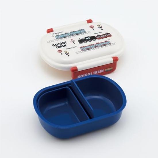 Skater TRAIN 24 Antibacterial Dishwasher Safe Soft Lid Tight Lunch Box Oval Lunch Box 360ml Trio Set Lunch Drawstring Bag Train Kids Children