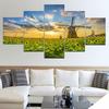 5 Panels Landscape Sunflower Windmill Sunrise Canvas Painting Nature Posters and Prints Wall Art Pictures Home Decor No Frame