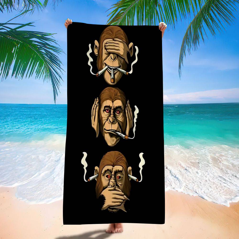 Marke Omerta Maes 47 Logo Schwarzes Mikrofaser Strandtuch Saugfähig Schnelltrocknend Weich Yoga Schwimmen Resort Bergsteigen Handtuch