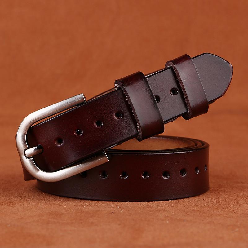 

Женский ремень из натуральной кожи с металлической пряжкой-штифтом, пояс для джинсов, модное украшение 120cm коричневый