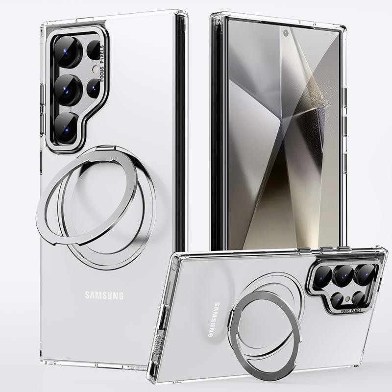

Магнитный кронштейн 360° Чехол для телефона с беспроводной зарядкой для Samsung S25 Ultra и S24 Ultra S25 Ultra чистый