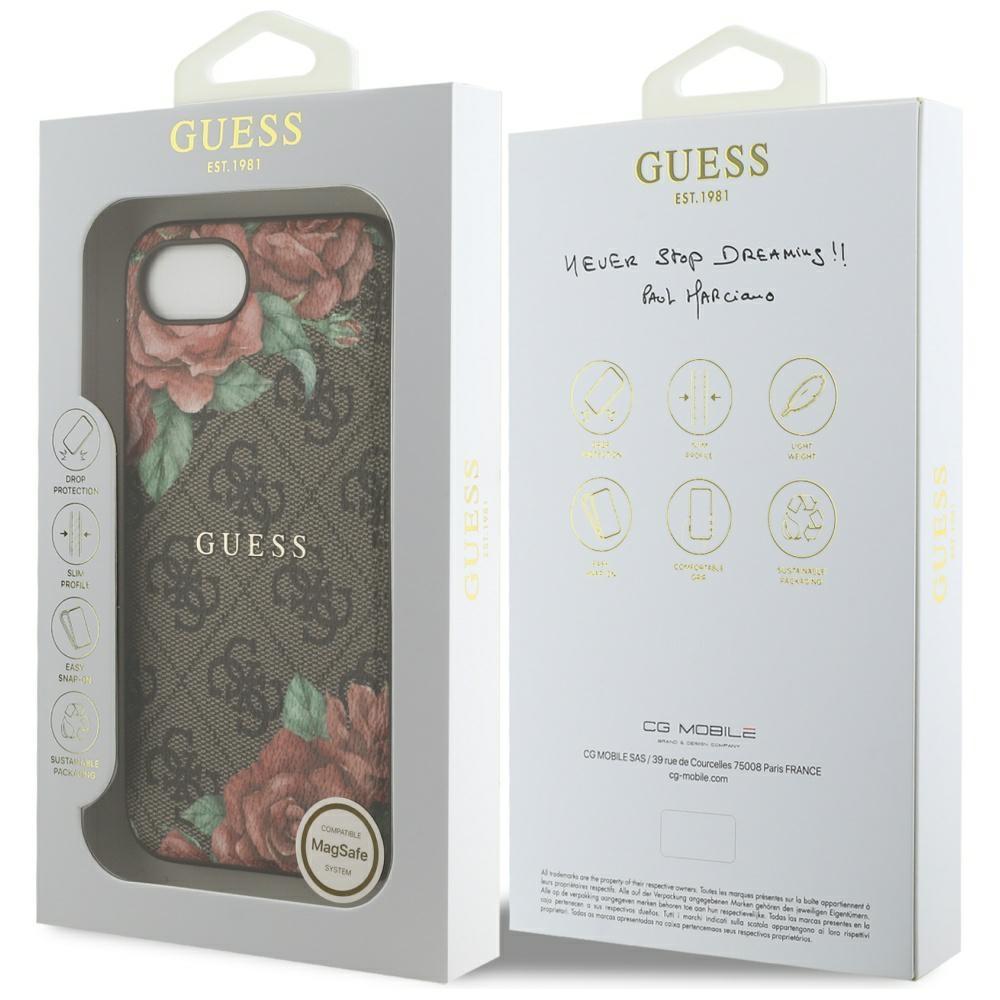 Etui Guess 4G Flowers Print Magsafe Do Iphone 16E Brązowy