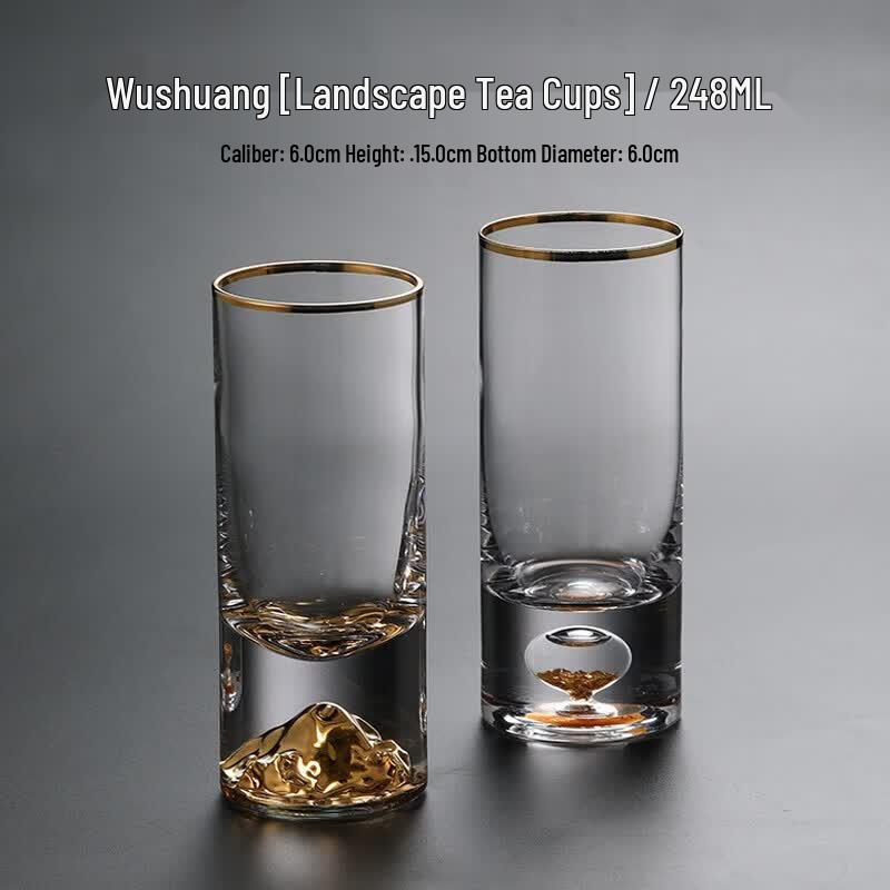 Light Luxury Crystal Glass Gold-Painted Tea Cups (Set of 2)