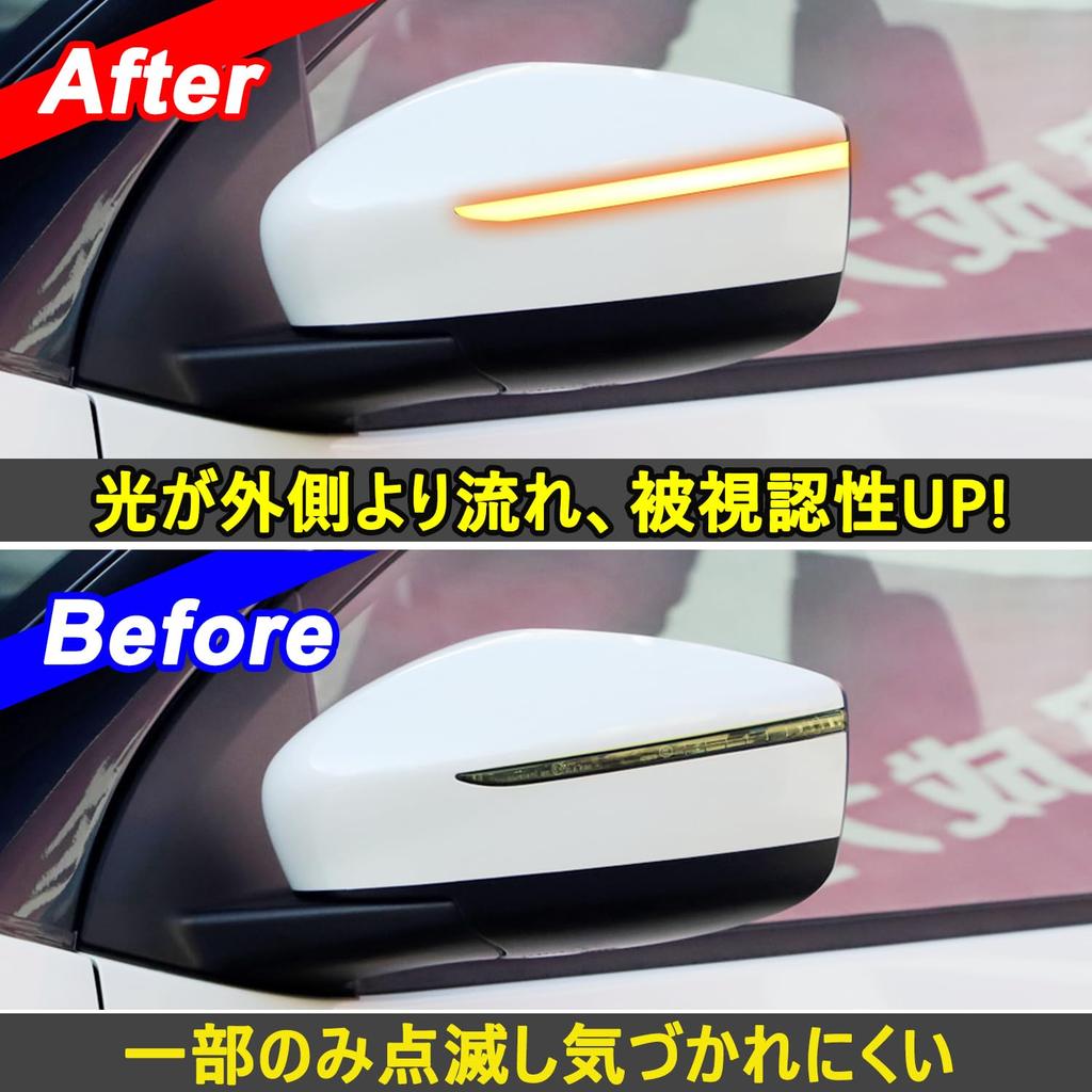 Flowing Turn Sequential LED Door Mirror Turn Signals for Toyota Note E12 Series Leaf ZE1 and Kicks P15 Vehicle inspection Product Signals, (late