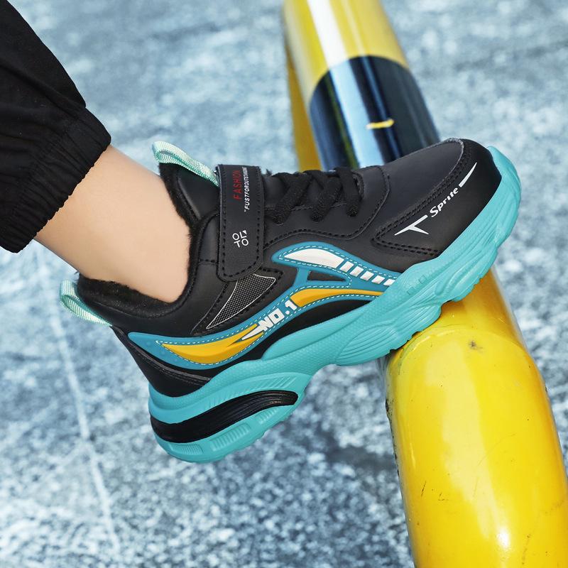 

Boys Fleece-Lined Leather Sneakers - Non-Slip, Warm, Winter 2025 28