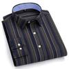 Autumn New Striped Long Sleeve Shirt Cotton Oxford Spinning Washed Casual Men's Cardigan Button Neck Shirt