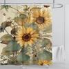 Sunflower Flower Shower Curtain Waterproof Shower Curtain Polyester Fabric 3D Printed Curtain Bathroom Decoration With Hooks