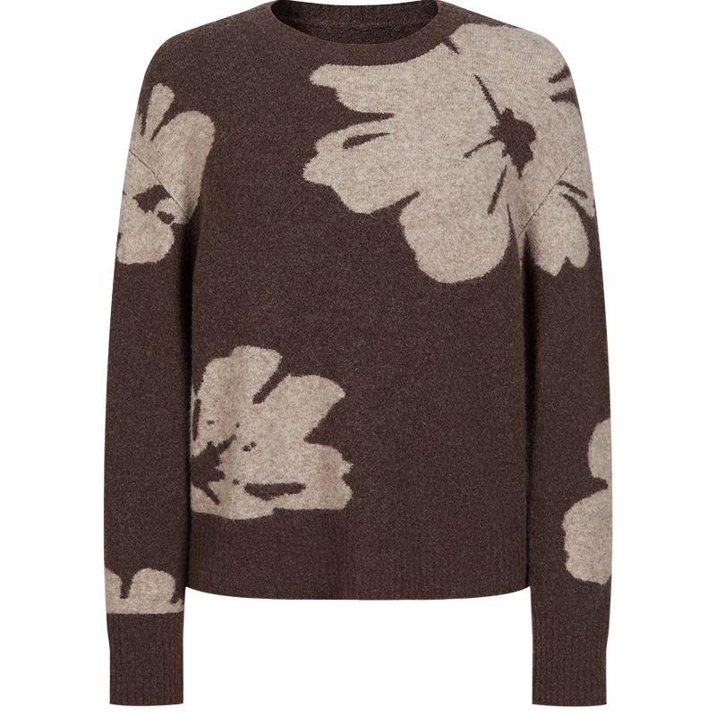 JUZI ANNACO Women's Elegant Hollyhock Jacquard Wool Knit Sweater