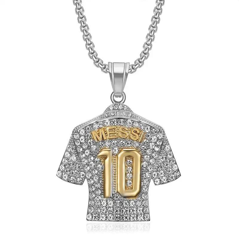 HNSP Lionel Messi Cristiano Ronaldo Jersey Pendant Chain Necklace For Men Boy Soccer Fan Gifts Football Zircon Accessories