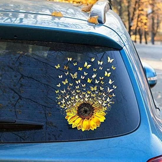 

Sunflower Flowers Stickers,Gift for Butterflies Lovers, Hippie Soul Car Sticker, Clear Vinyl Decal Sticker Decoration for Car Window Decal 8x12inches Decal 8x12inch