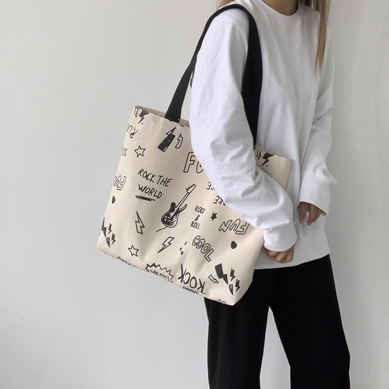 New Canvas Shoulder Bag - Women's Large Capacity Retro Ulzzang College Bookbag for Autumn/Winter