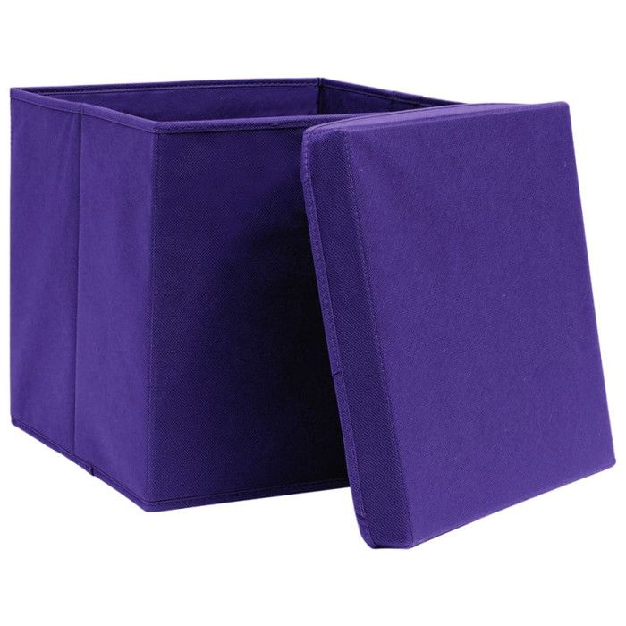 Boîtes de rangement - VIDAXL - 28x28x28 cm - Tissu intissé - Pliables - Violet