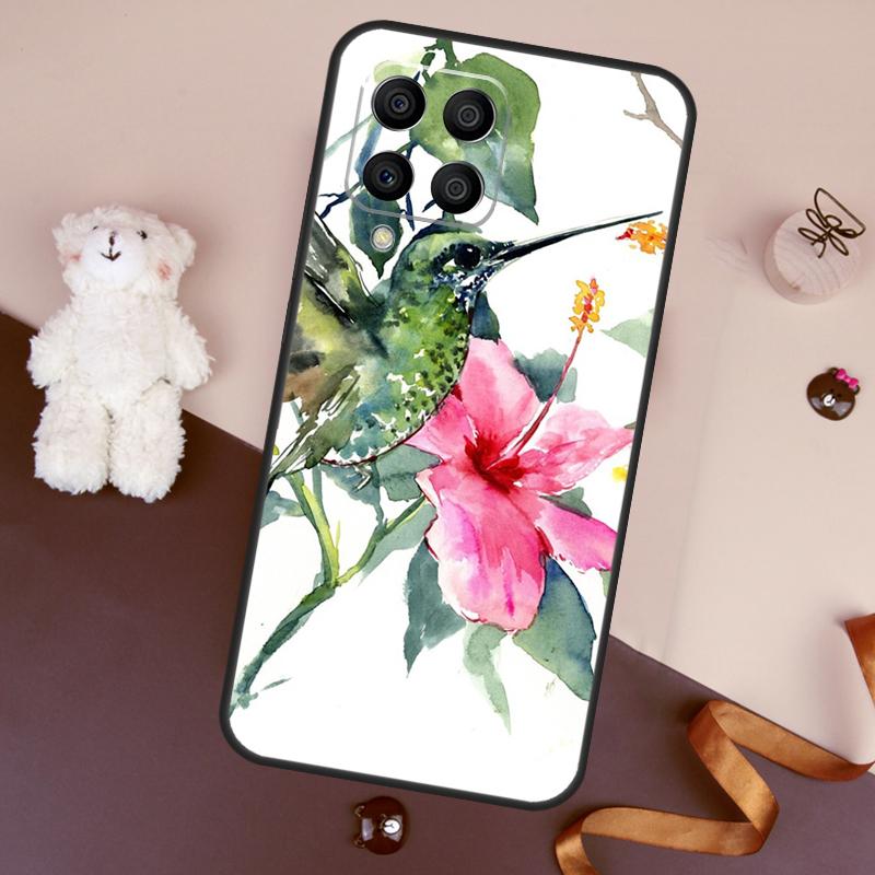 Kolibri och Blommor Fodral För Samsung Galaxy M36 M55 M35 M15 M56 M16 M54 M14 M34 M31 M11 M13 M53 M12 M32 M52 M06