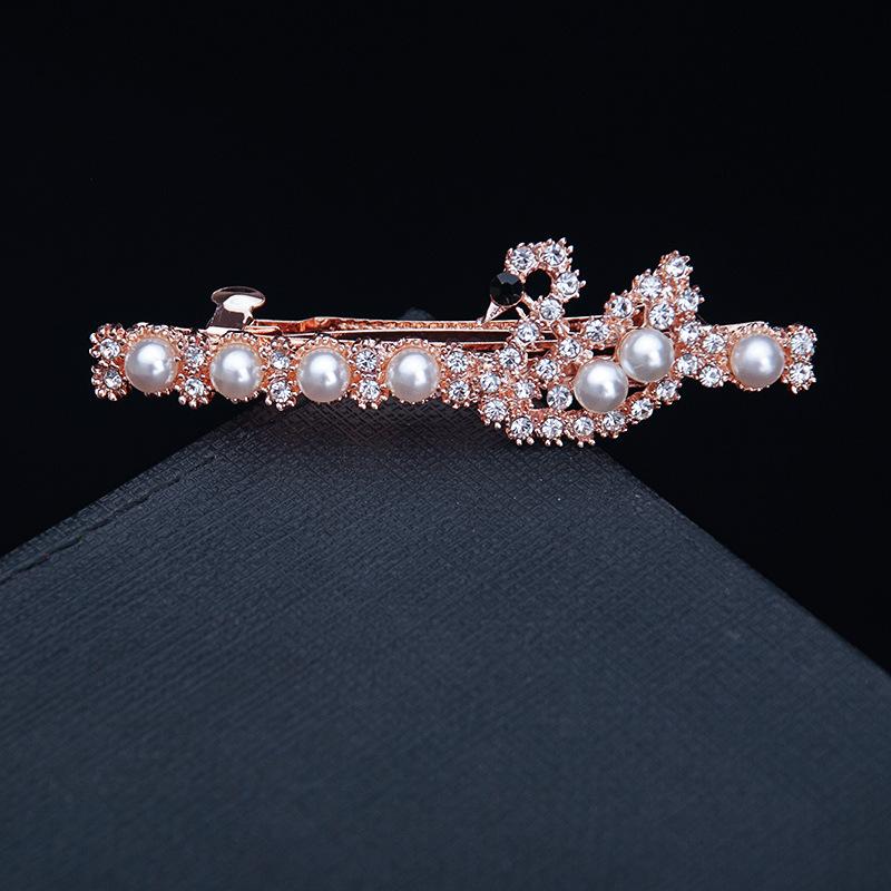 Hair Accessories Rhinestone Bow Hair Clip, Adult Pearl Horizontal Clip, Ponytail Clip, Top Clip, Spring Clip, Small Pearl Hair Clip