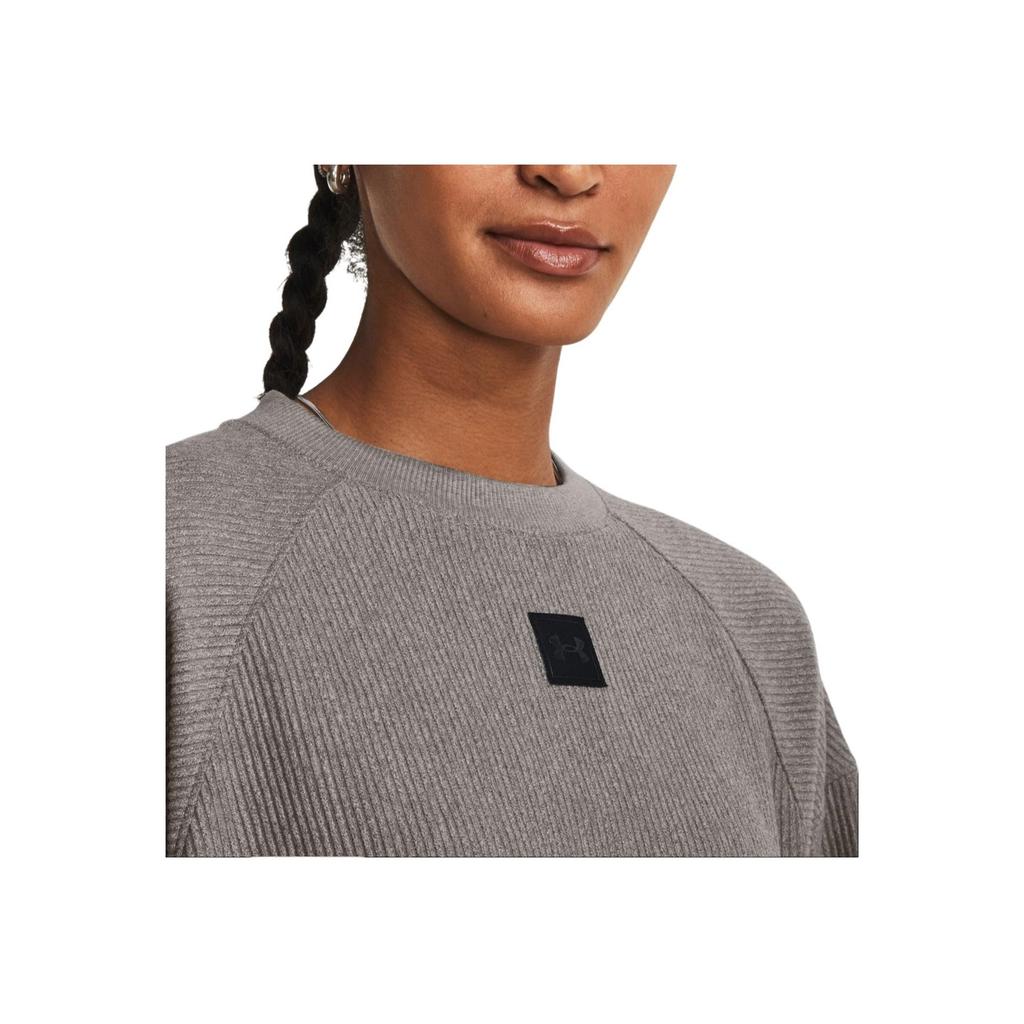 Under Armour Solid Color Crew Neck Pullover Long Sleeve Sweatshirt Women Sweatshirt Gray 1379773-294