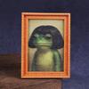 1Pc Mini Wooden Photo Frame Frog Fridge Magnet Funny Green Frog & Haircut Modern Kitchen Decor Durable Refrigerator Ornament