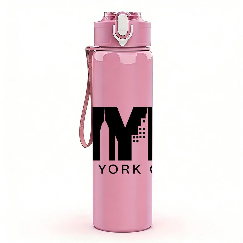 1PC NYC New York City Letter Print 750ml Color Plastic Sports Water Bottle Leakproof Flip Straw Lid Suitable for Sports Office Home Use