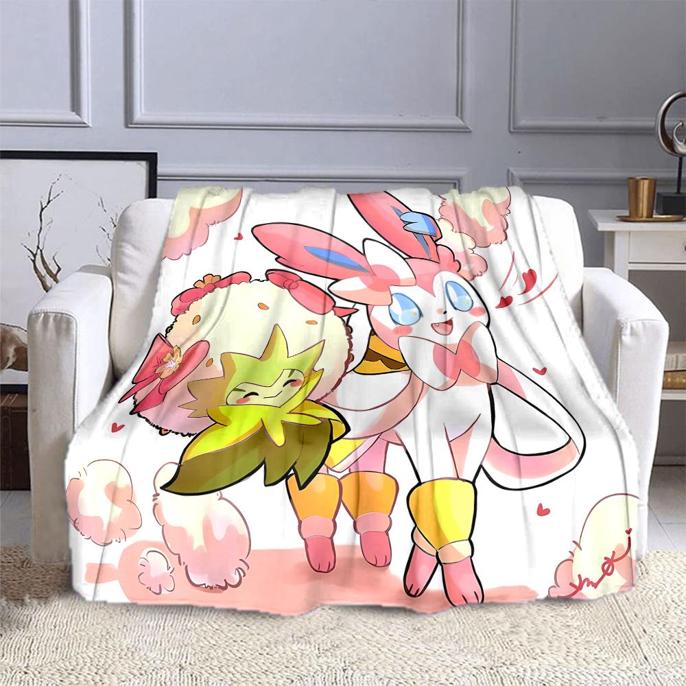 Pokemon Cute Sylveon Eevee Pink Printing Blanket Adult Children Warm Blankets Home Travel Soft and Comfortable Blanket