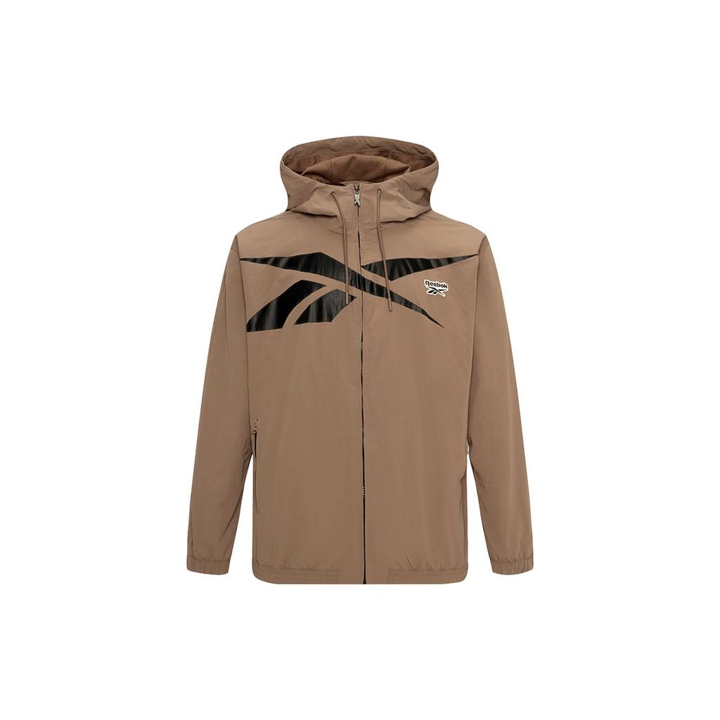 Reebok Solid Color Logo Zip-Up Hoodie Jacket Unisex jackets Brown 23FRC105UGR1