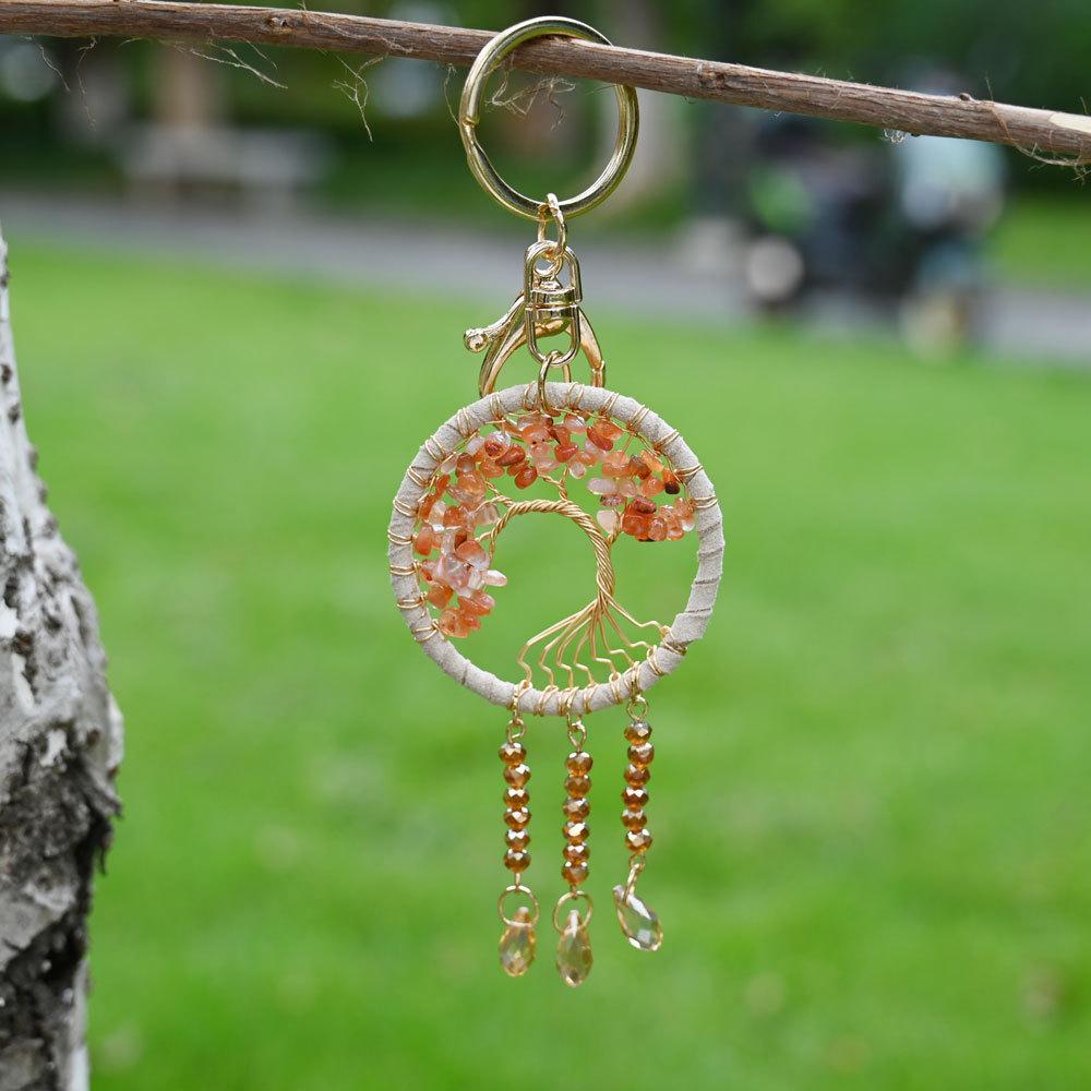 Car pendant, natural stone, dream catcher keychain, jewelry, handmade life tree, bag hanging, hanging accessories