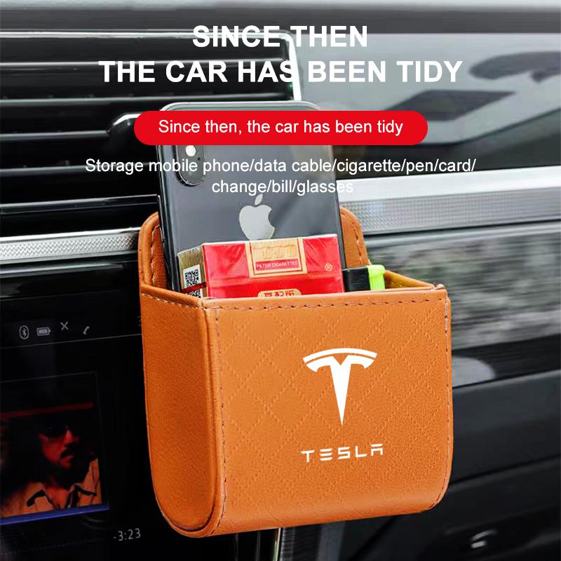 1Pcs Car Badge Air Outlet Storage Box Phone Glasses Organizer For Tesla Model 3 Model S Model X Model Y Roadster Bonina Coil