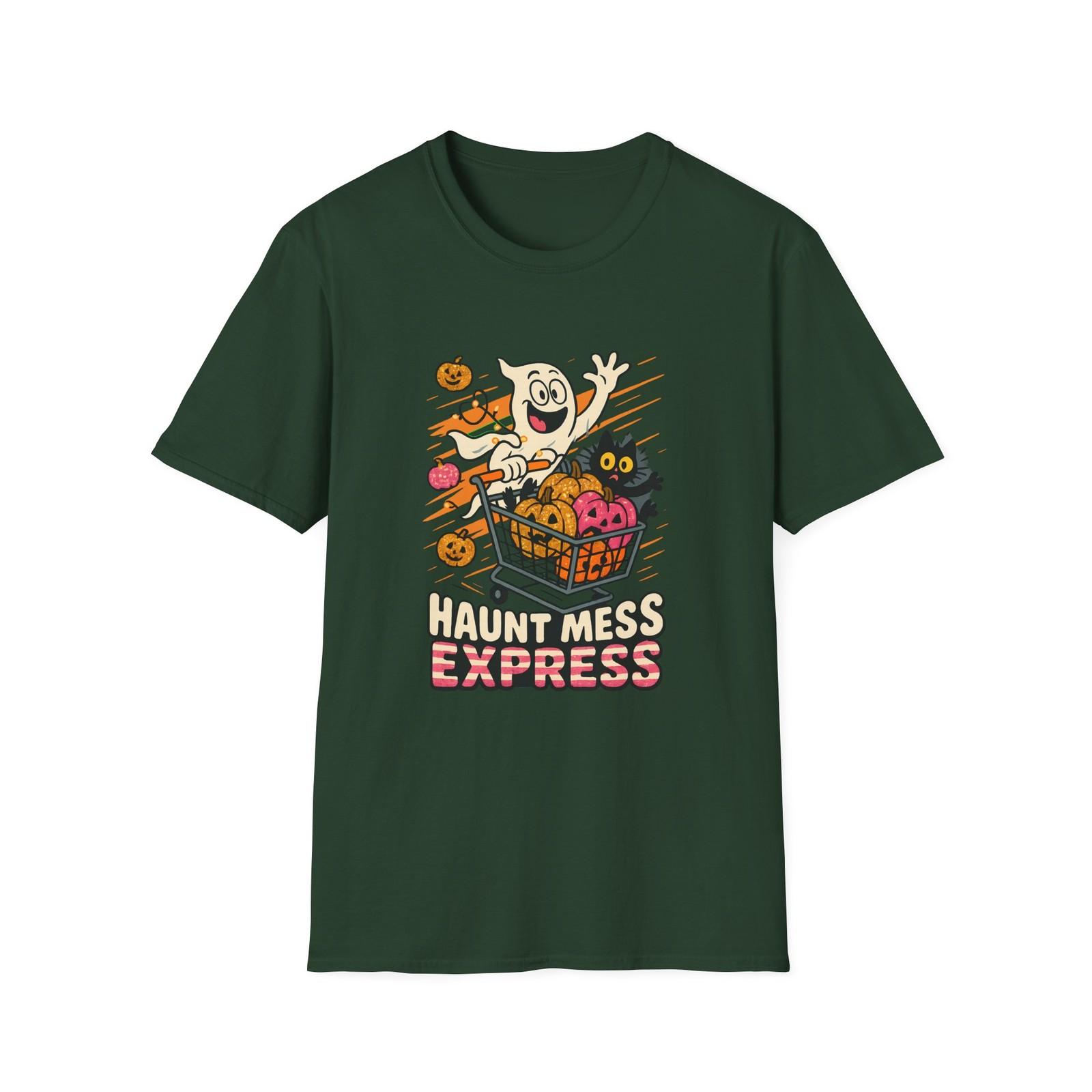 Unisex Softstyle T-Shirt Mens Womens Tees Top Haunt Mess Express Funny Ghost Shopping Cart Halloween S