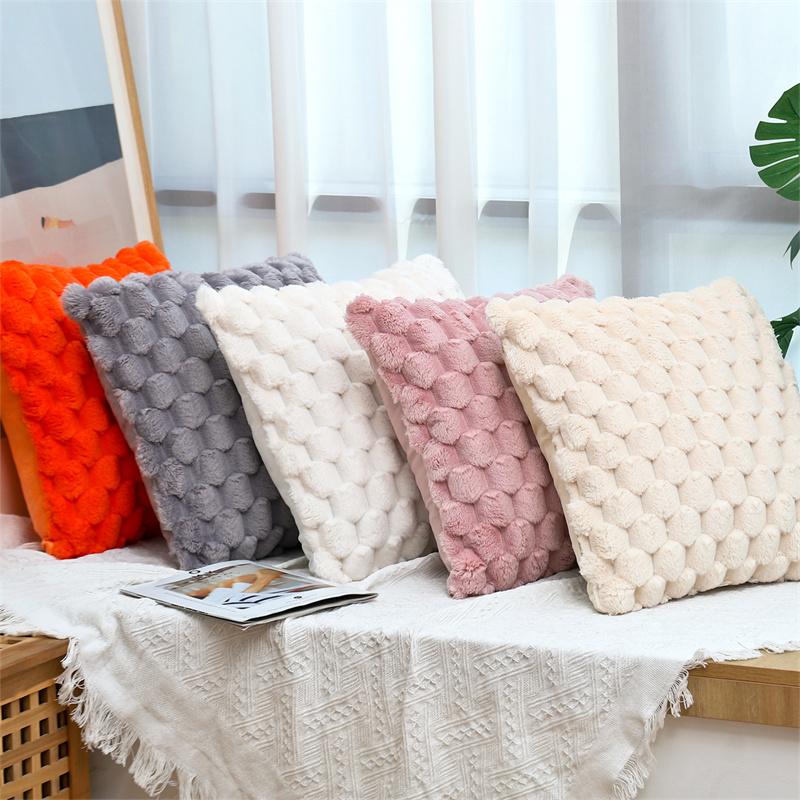 Super Soft Cozy Decorative Throw Pillow Covers Fuzzy Plush Faux Fur Luxury Cushion Cover Pillowcase for Sofa Couch Bed JAF092