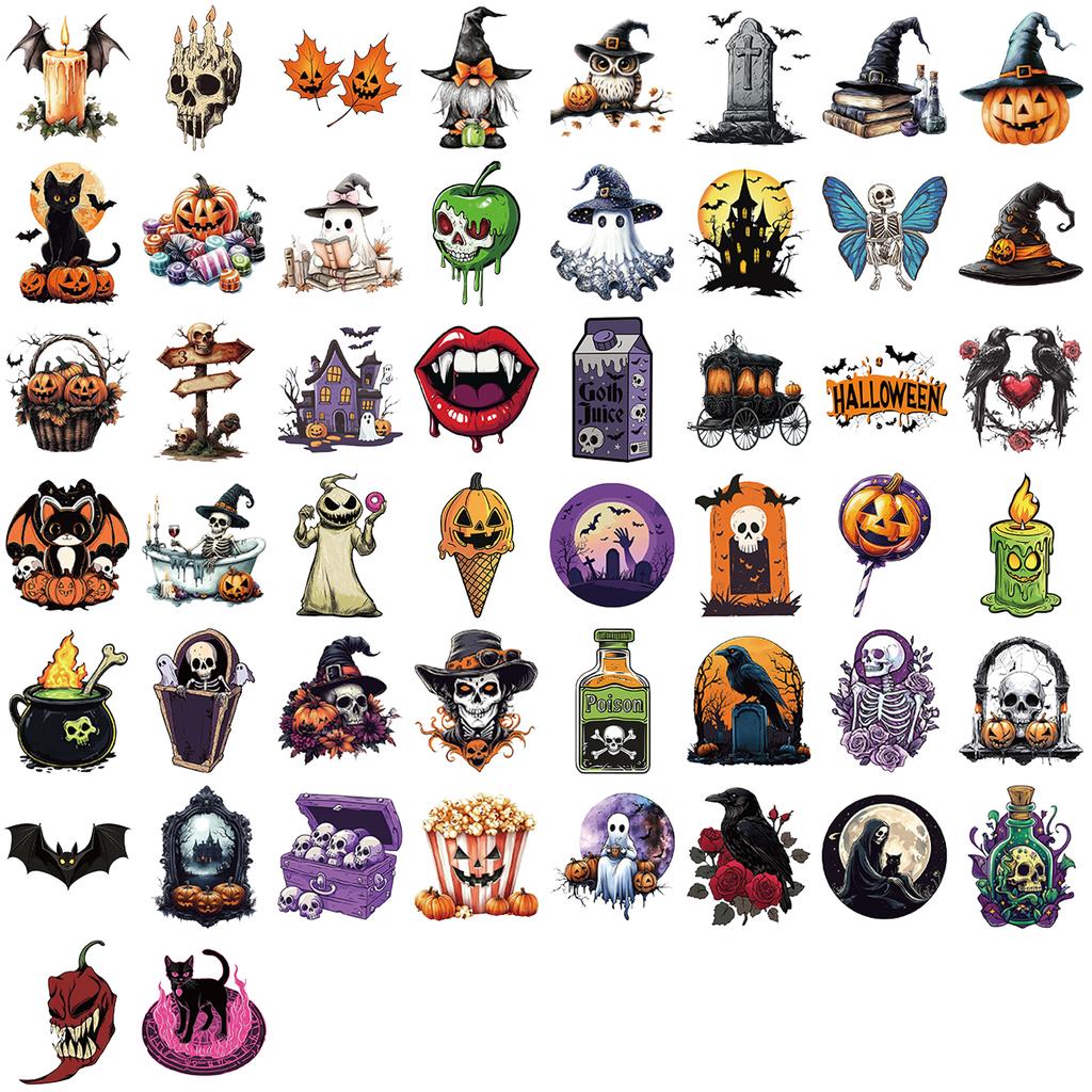50 PIEZAS Pegatinas de Halloween Pintura y Graffiti DIY Pegatinas Resistentes al Agua para Decorar Tazas, Ordenadores, Teléfonos y Cuadernos