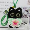 With Woven Bracelet Cat Pendant Squeak Car Key Ring Cute Black Cat Plush Doll Keychain  Gifts