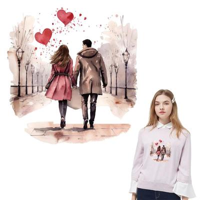 Valentijnsdag Strijkijzer Transfer Man Vrouw Patches Kleding Hoodies Hittepers Appliqué Doe-het-zelf T-shirt Kleding Stickers Thermische Patch
