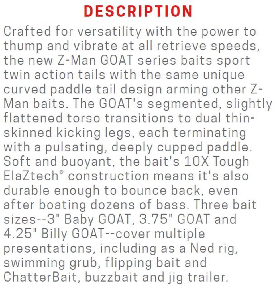 Zman Soft Lure Goat 3.75 Inch 4/Pack Fire Craw (9443)