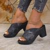 Women’s Peep-Toe Slip-On Roman High Heel Slide Sandals