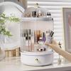 Light Luxury Transparent Cosmetic Organizer with Drawer Lids Rotating Storage Box Table Makeup Brush Lipstick Storage Rack Shelf