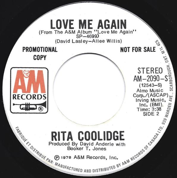 

7inch Record RITA COOLIDGE Love Me Again AM2090 AM Records 1978 Canada Pop Used